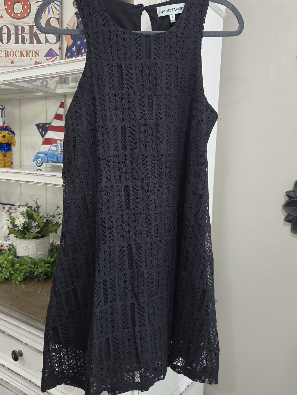 Almost Famous Black Crochet A-Line Dress